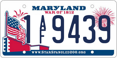 MD license plate 1AF9439