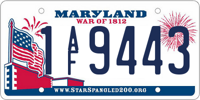 MD license plate 1AF9443