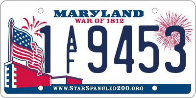 MD license plate 1AF9453