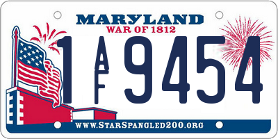 MD license plate 1AF9454