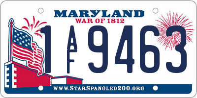 MD license plate 1AF9463