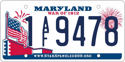 MD license plate 1AF9478