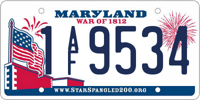 MD license plate 1AF9534
