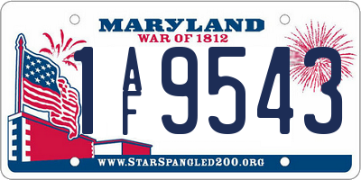 MD license plate 1AF9543