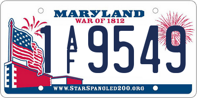 MD license plate 1AF9549