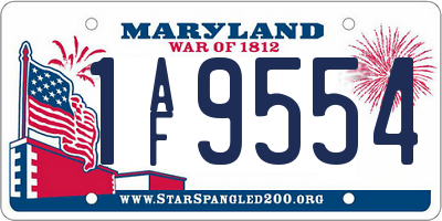 MD license plate 1AF9554