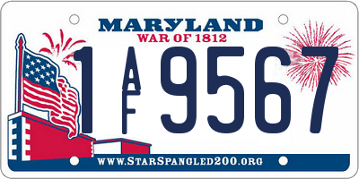 MD license plate 1AF9567