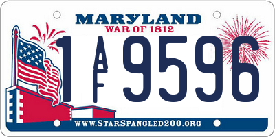 MD license plate 1AF9596