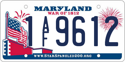 MD license plate 1AF9612