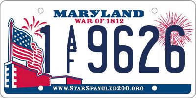 MD license plate 1AF9626
