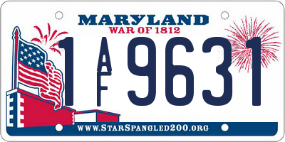 MD license plate 1AF9631