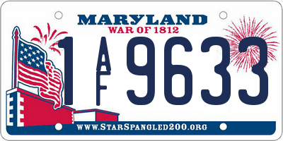 MD license plate 1AF9633