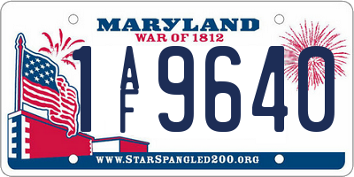 MD license plate 1AF9640