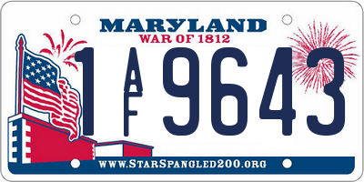 MD license plate 1AF9643