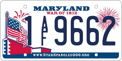 MD license plate 1AF9662
