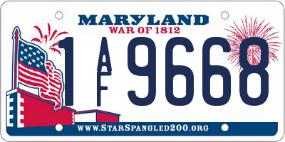 MD license plate 1AF9668