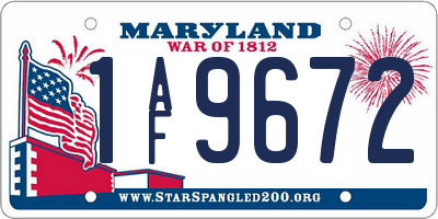 MD license plate 1AF9672