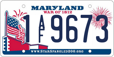 MD license plate 1AF9673
