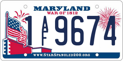 MD license plate 1AF9674