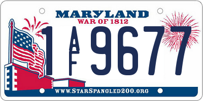 MD license plate 1AF9677