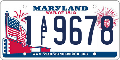 MD license plate 1AF9678