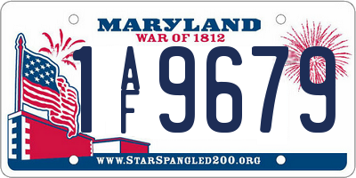 MD license plate 1AF9679