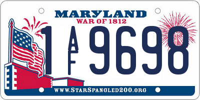 MD license plate 1AF9698