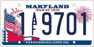 MD license plate 1AF9701