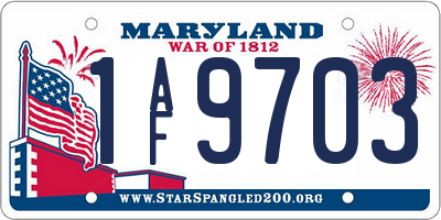 MD license plate 1AF9703