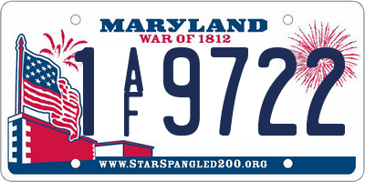 MD license plate 1AF9722