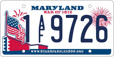MD license plate 1AF9726