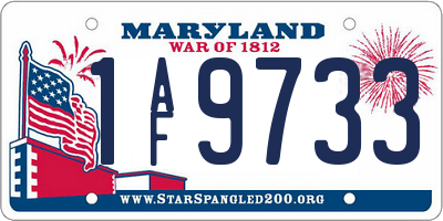 MD license plate 1AF9733