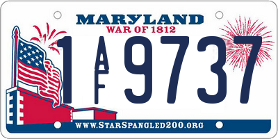 MD license plate 1AF9737