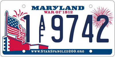 MD license plate 1AF9742