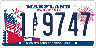 MD license plate 1AF9747
