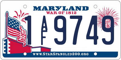 MD license plate 1AF9749