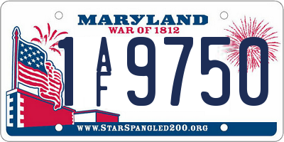 MD license plate 1AF9750
