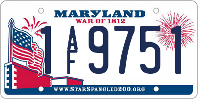 MD license plate 1AF9751