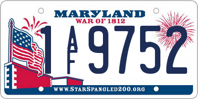 MD license plate 1AF9752