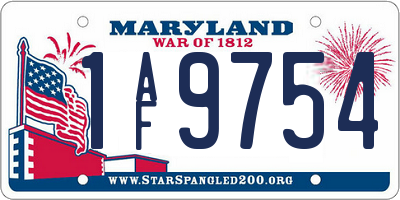 MD license plate 1AF9754