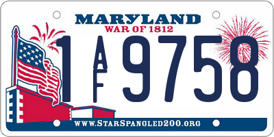 MD license plate 1AF9758