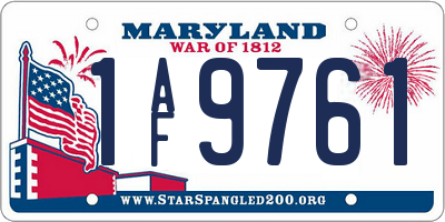 MD license plate 1AF9761
