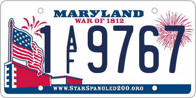 MD license plate 1AF9767