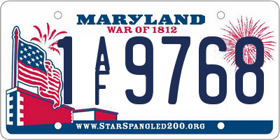 MD license plate 1AF9768