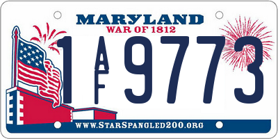 MD license plate 1AF9773