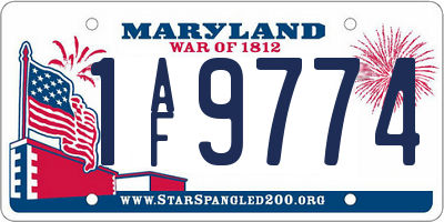MD license plate 1AF9774