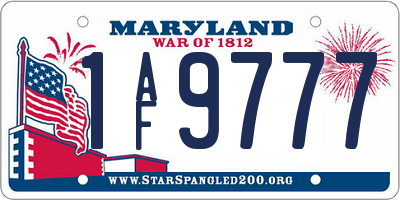 MD license plate 1AF9777