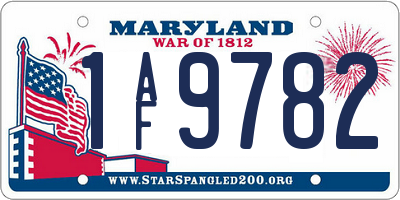 MD license plate 1AF9782