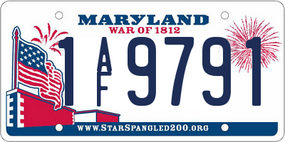 MD license plate 1AF9791