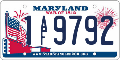 MD license plate 1AF9792